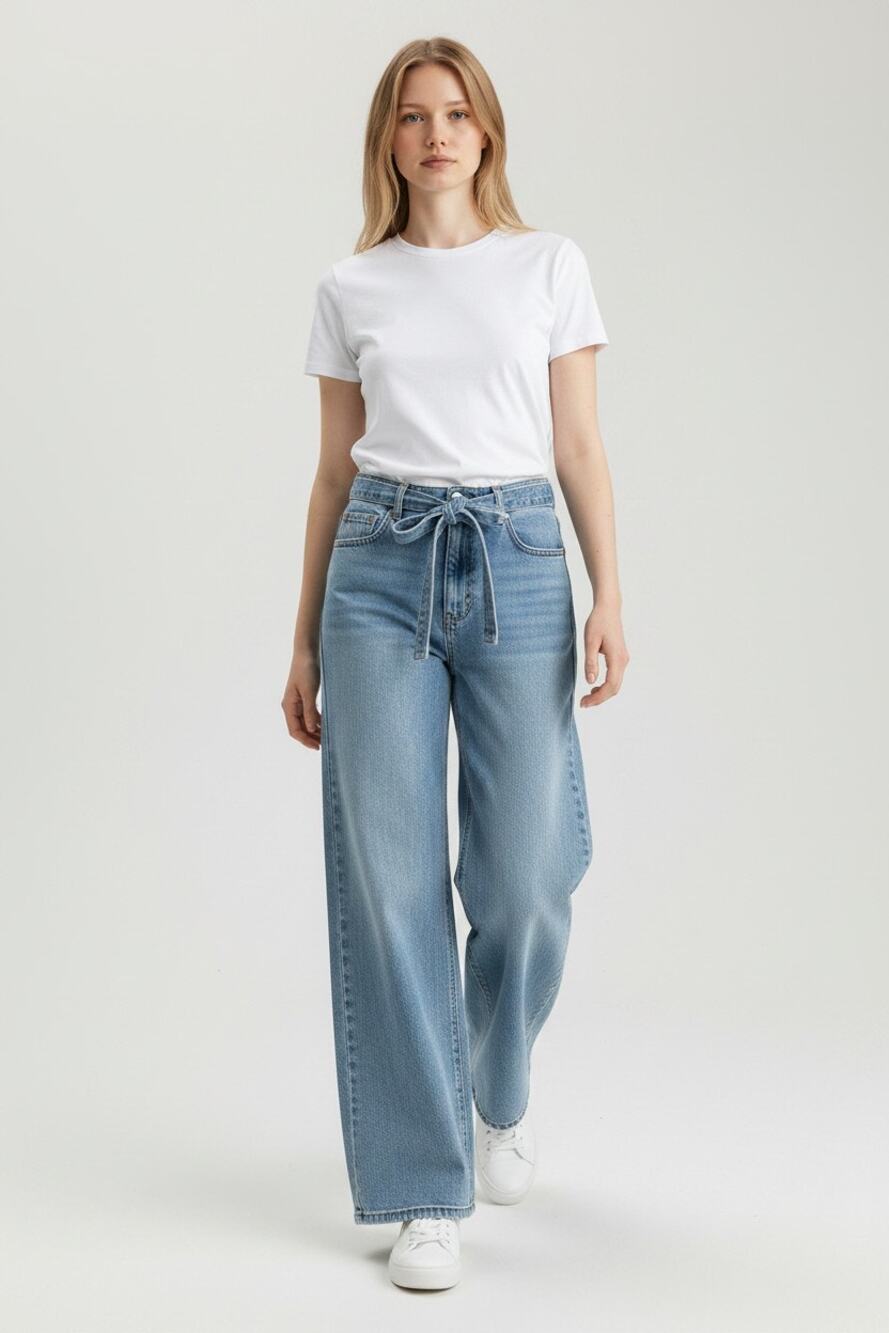 NWT Levi's Premium Straight Jeans Womens 25x31 Blue Denim Relaxed Fit Tie Waist